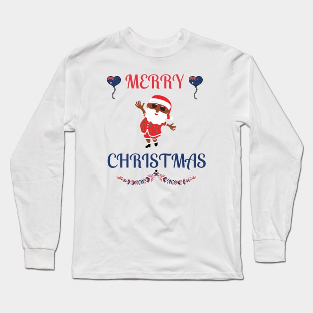 Australian Merry Christmas Cool Santa Long Sleeve T-Shirt by NickDsigns